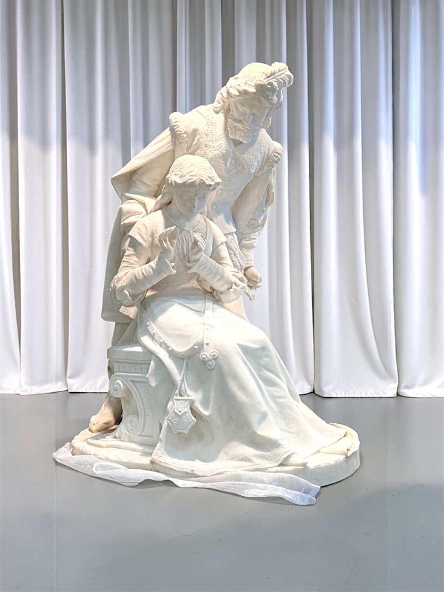 Statue Romeo And Giulietta In White Statuary Carrara Marble -photo-3
