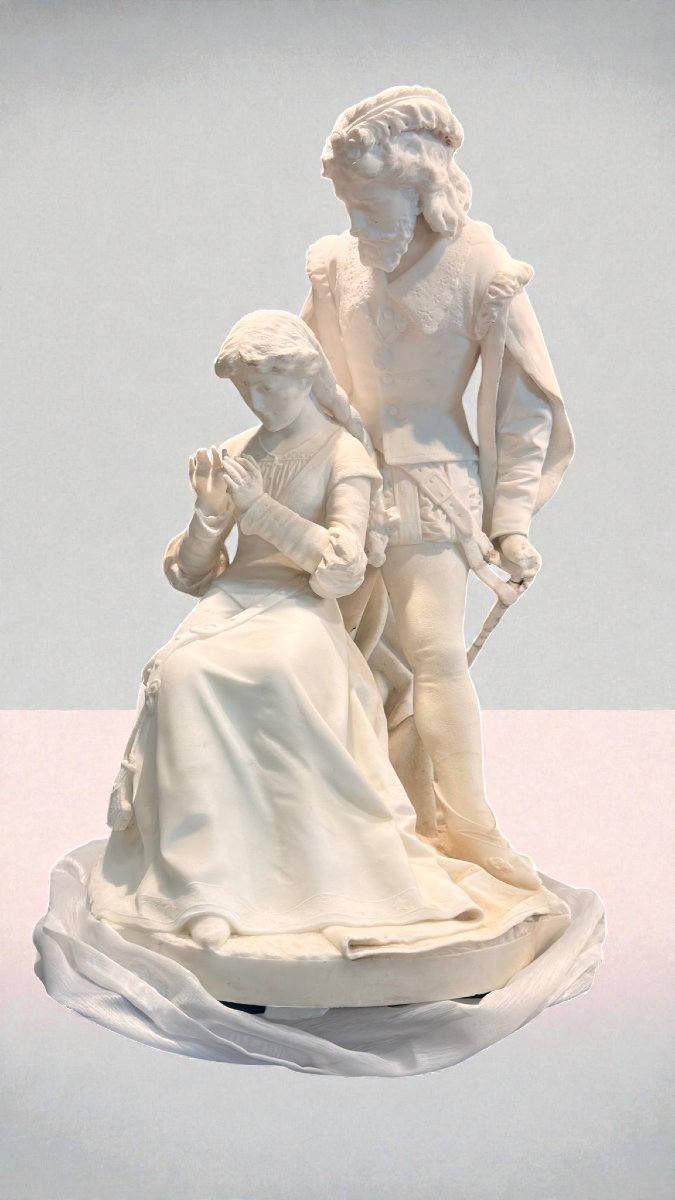 Statue Romeo And Giulietta In White Statuary Carrara Marble -photo-2