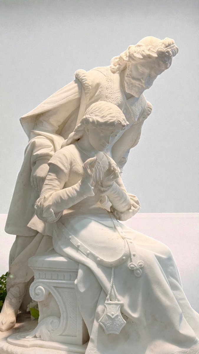 Statue Romeo And Giulietta In White Statuary Carrara Marble -photo-6