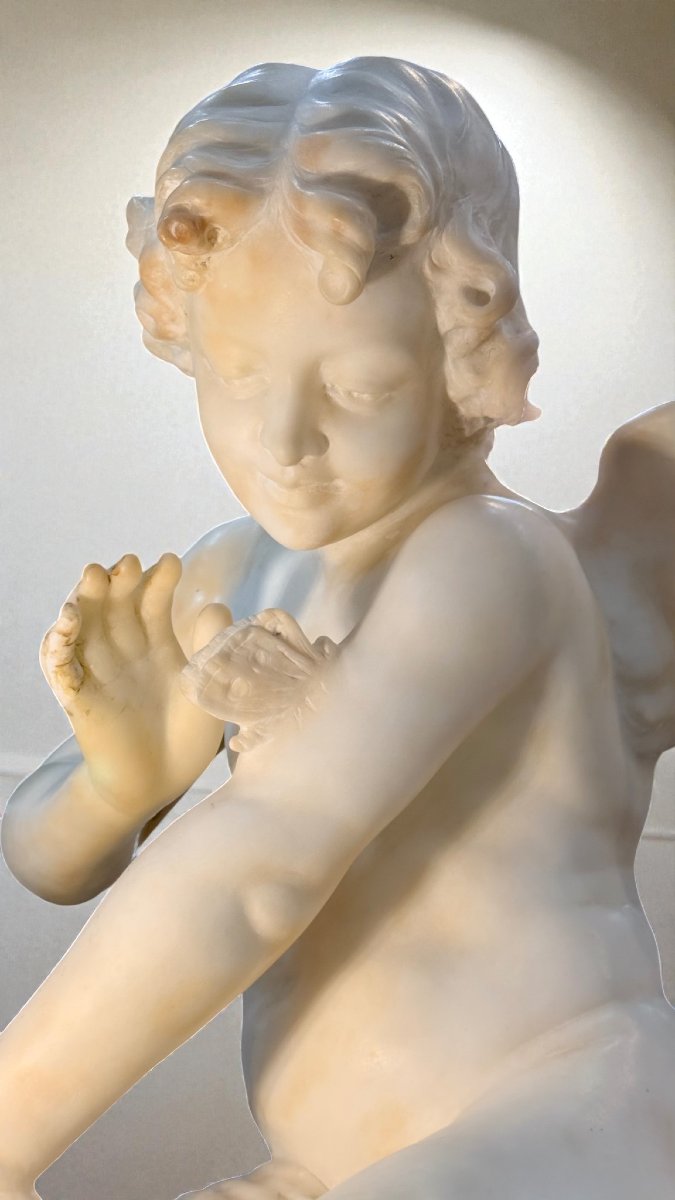Statue Young Cherub Playing With Butterfly -photo-4
