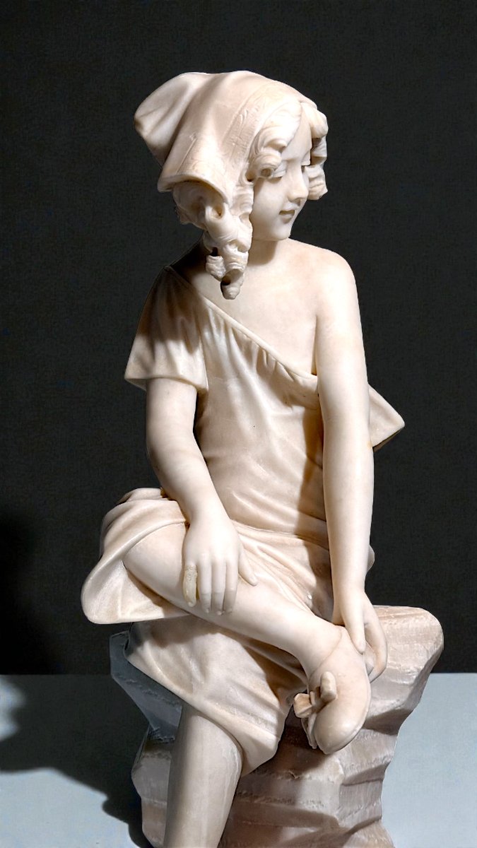 Statue jeune fille souriante Marbre-photo-4