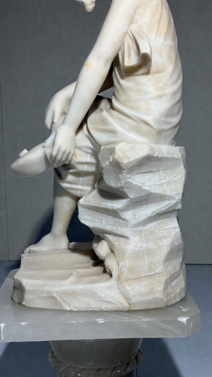 Statue jeune fille souriante Marbre-photo-4