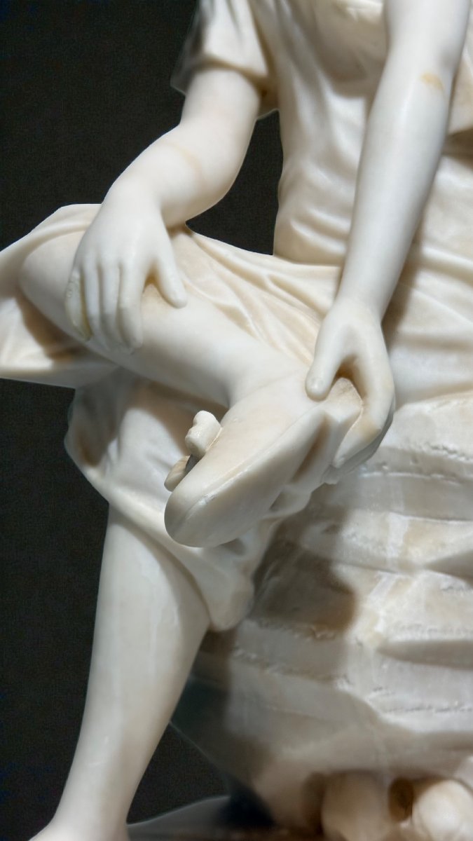 Statue jeune fille souriante Marbre-photo-6