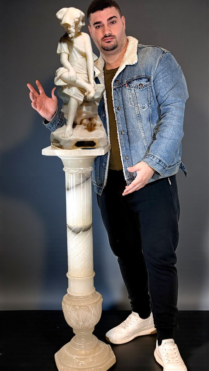 Statue jeune fille souriante Marbre-photo-7