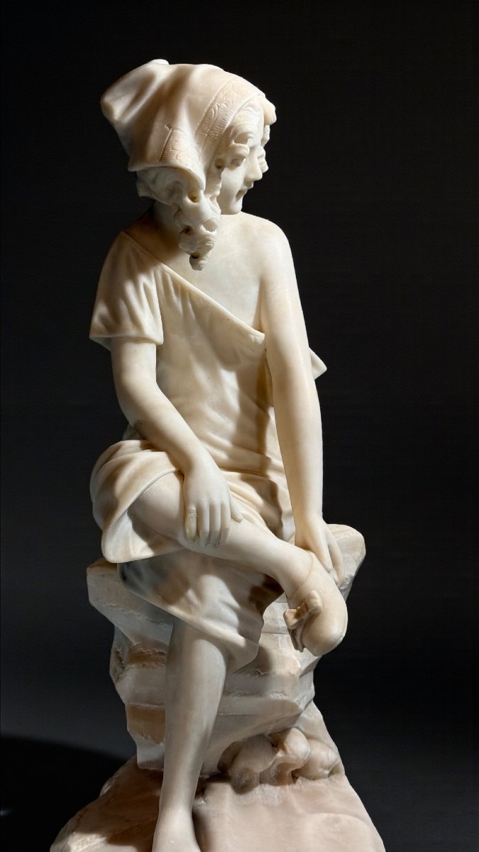 Statue jeune fille souriante Marbre-photo-8