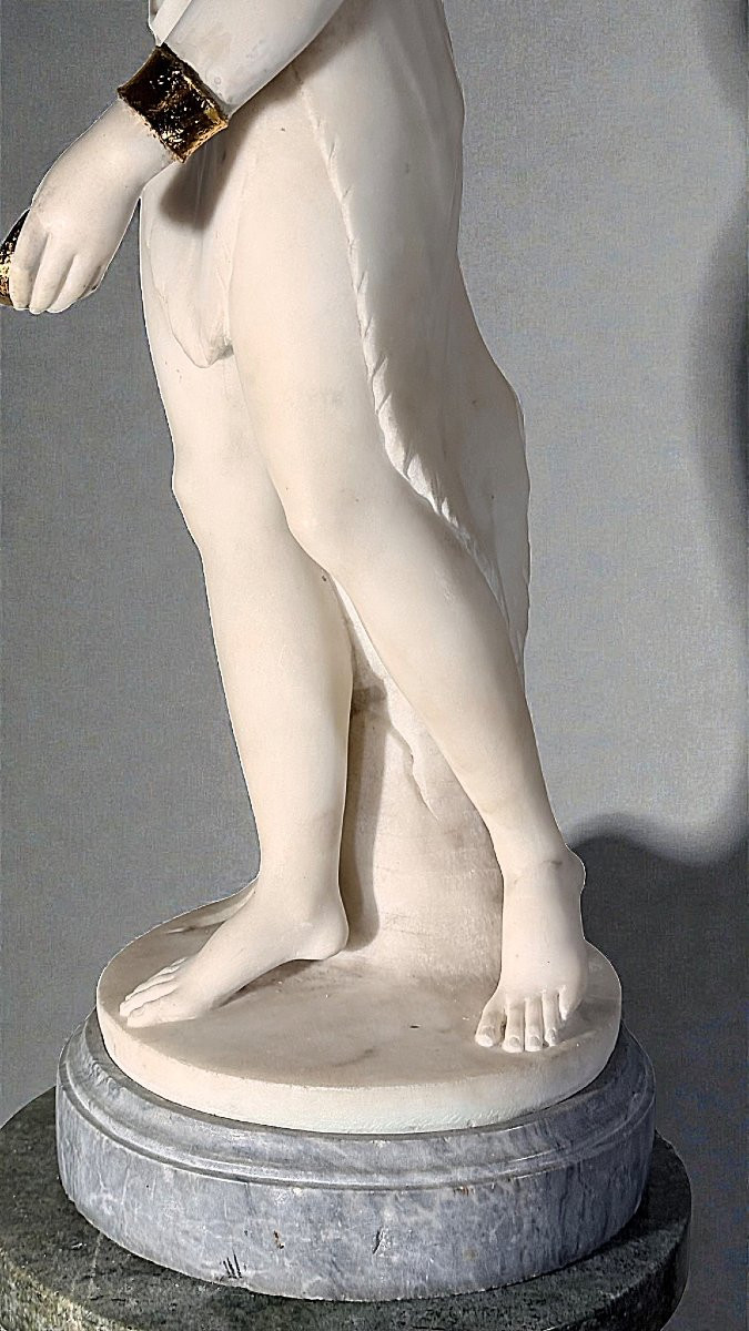 Statue Erigone With A Grapes In White Statuary Carrara Marble -photo-1