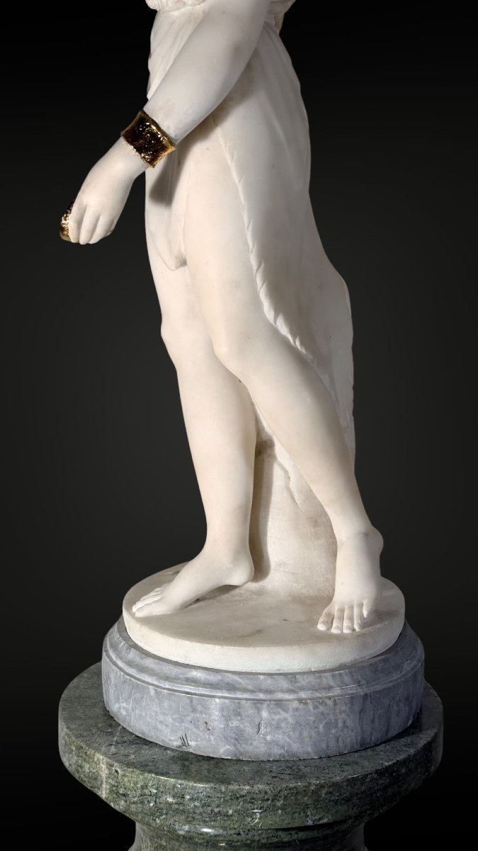Statue Erigone With A Grapes In White Statuary Carrara Marble -photo-5