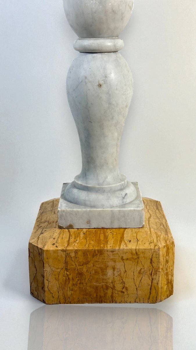 Colonne/Chapiteau architectural en Marbre blanc statuaire de Carrare et Marbre jaune-photo-5