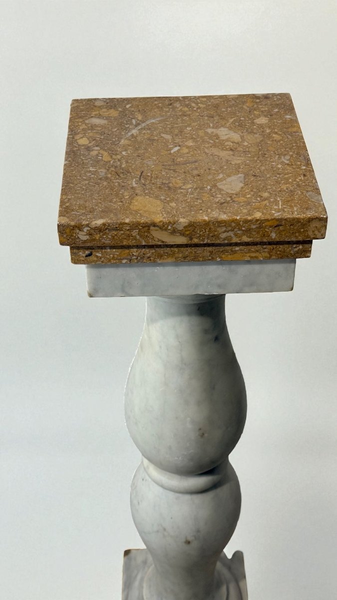 Colonne/Chapiteau architectural en Marbre blanc statuaire de Carrare et Marbre jaune-photo-7