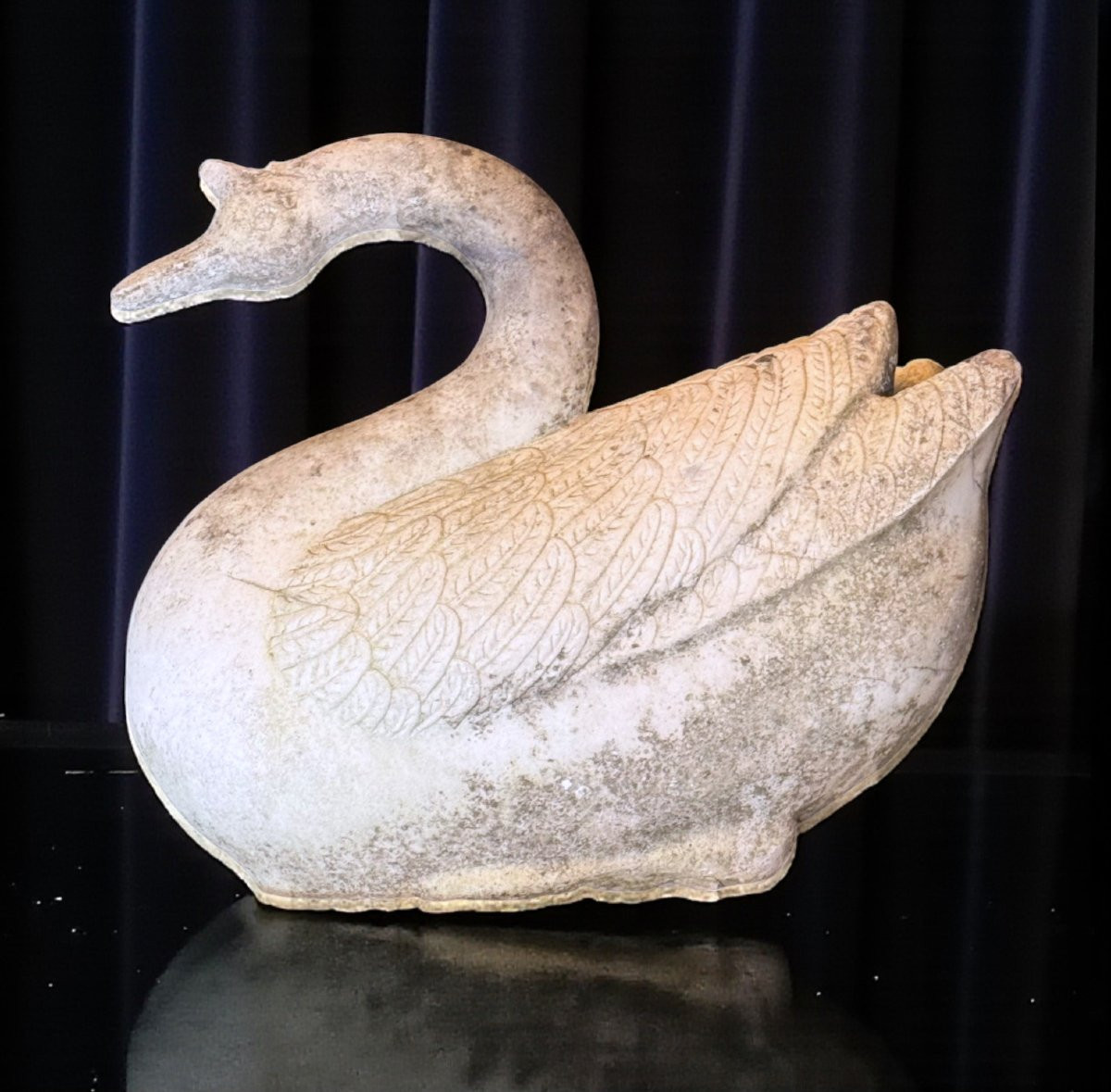 Swan In White Statuary Carrara Marble -photo-8