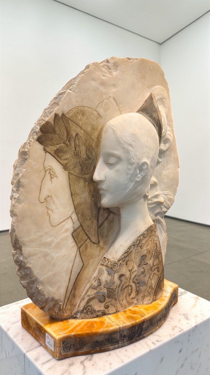 Relif Dante And Beatrice In Marble -photo-2