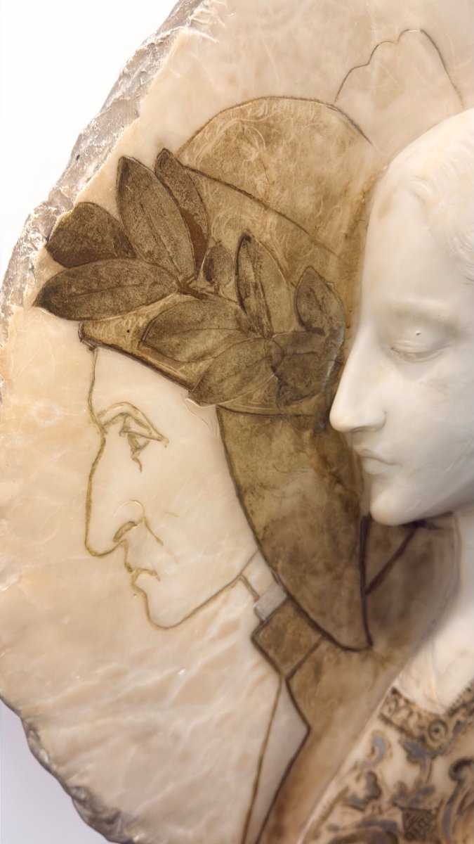 Relif Dante And Beatrice In Marble -photo-2