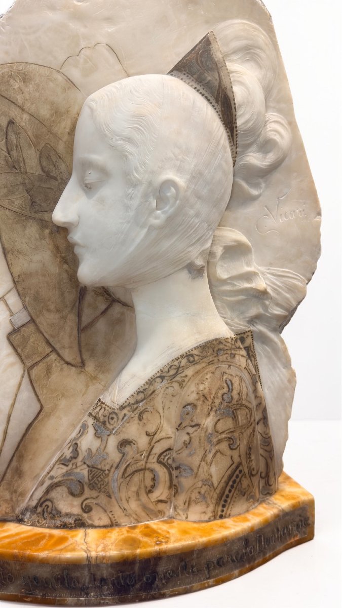 Relif Dante And Beatrice In Marble -photo-3