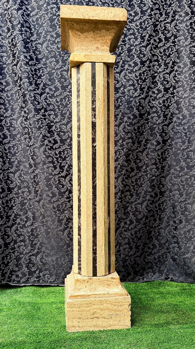 Colonne en marbre travertin et marbre noir-photo-5