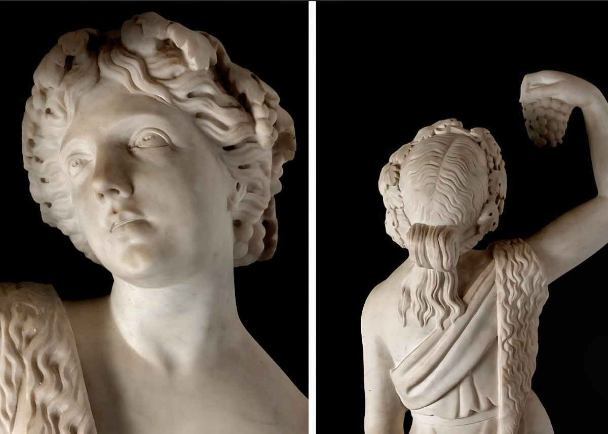 Monumental Mythological Statue Of Dionysus In White Carrara Marble-photo-2