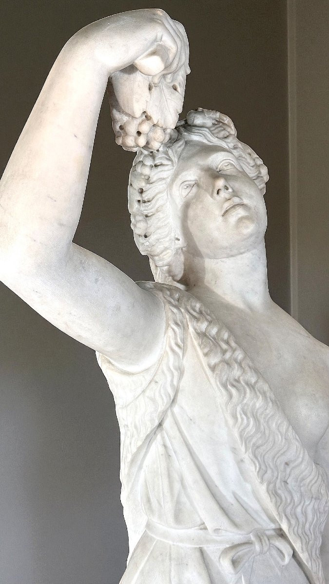Monumental Mythological Statue Of Dionysus In White Carrara Marble-photo-3