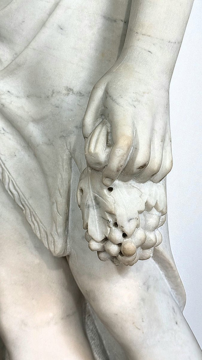 Monumental Mythological Statue Of Dionysus In White Carrara Marble-photo-4