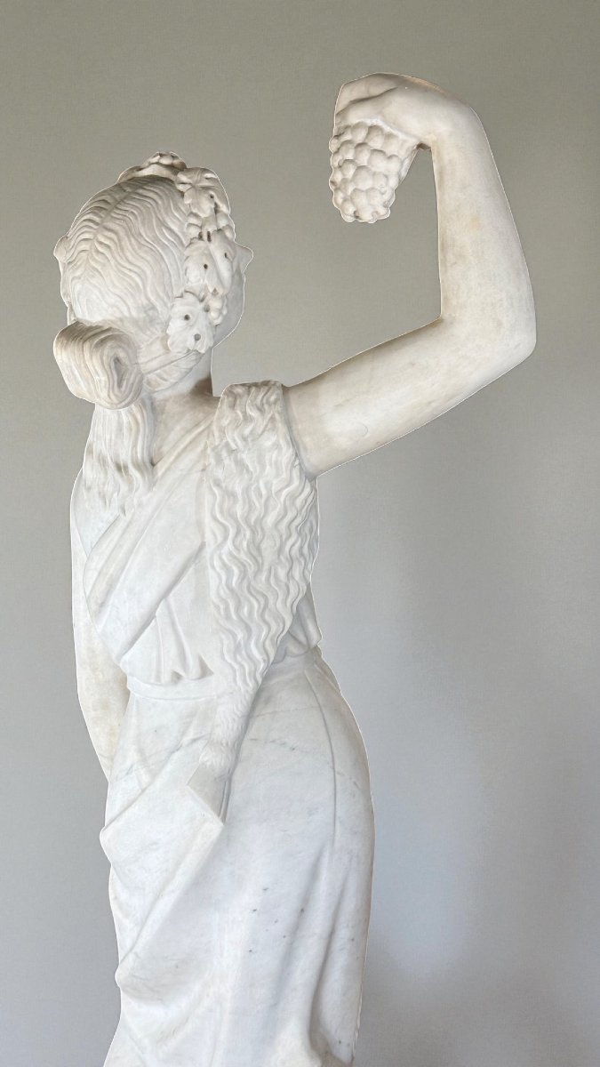 Monumental Mythological Statue Of Dionysus In White Carrara Marble-photo-2