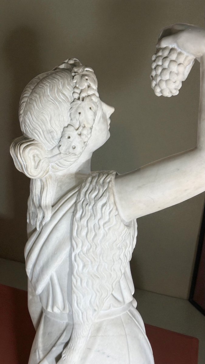 Monumental Mythological Statue Of Dionysus In White Carrara Marble-photo-3
