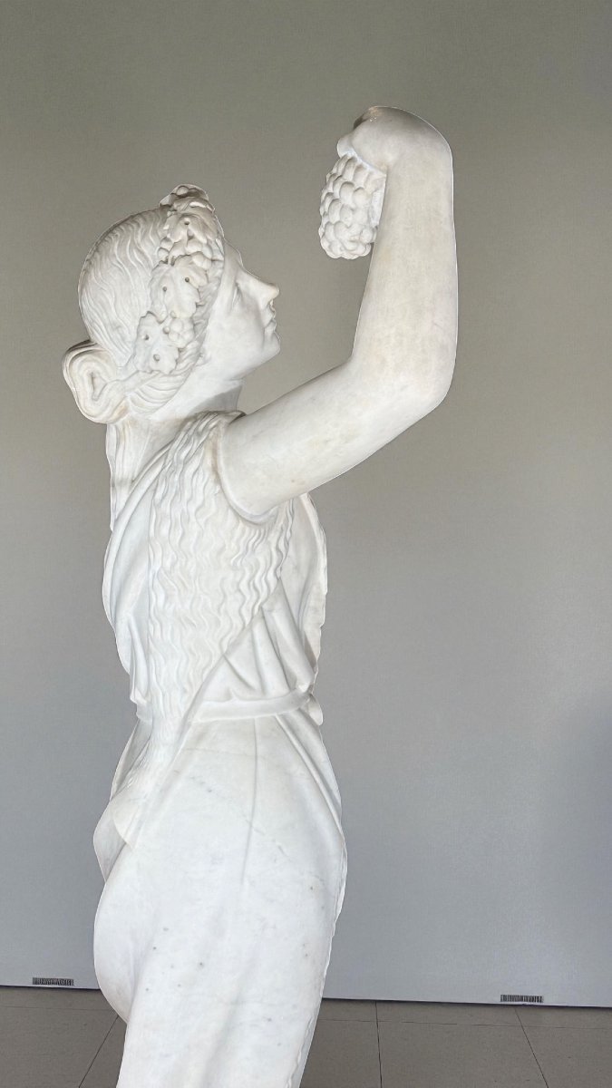 Monumental Mythological Statue Of Dionysus In White Carrara Marble-photo-5