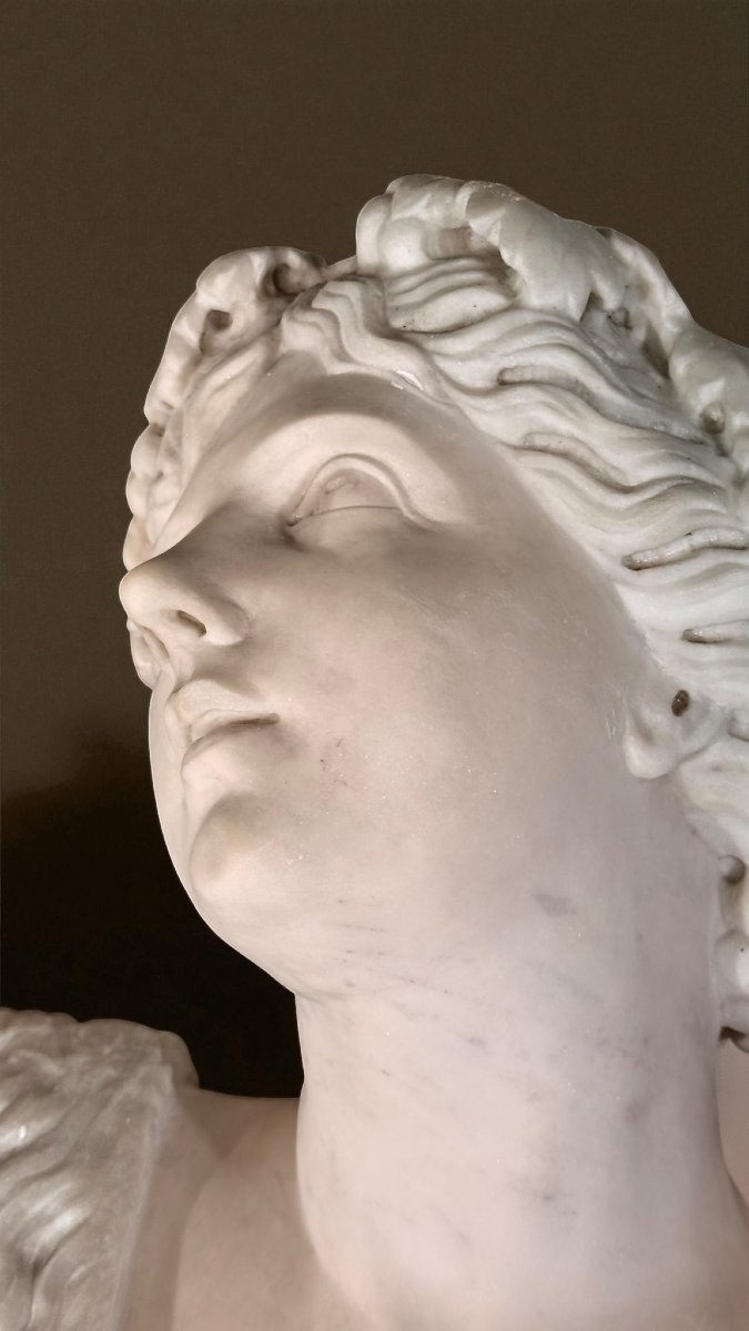 Monumental Mythological Statue Of Dionysus In White Carrara Marble-photo-6