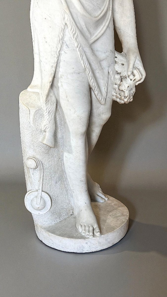 Monumental Mythological Statue Of Dionysus In White Carrara Marble-photo-8