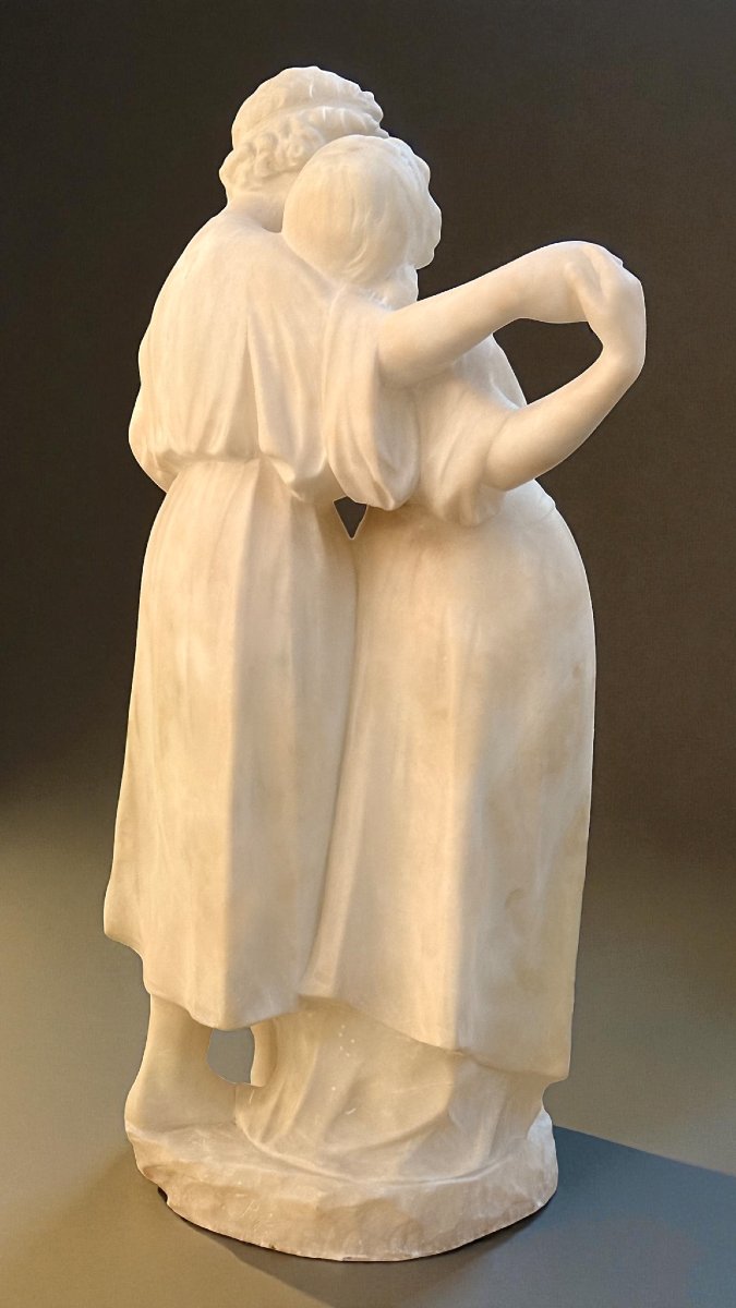 Groupe sculptural représentant deux enfants dansant Marbre-photo-5