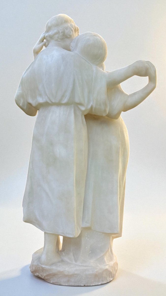 Groupe sculptural représentant deux enfants dansant Marbre-photo-7