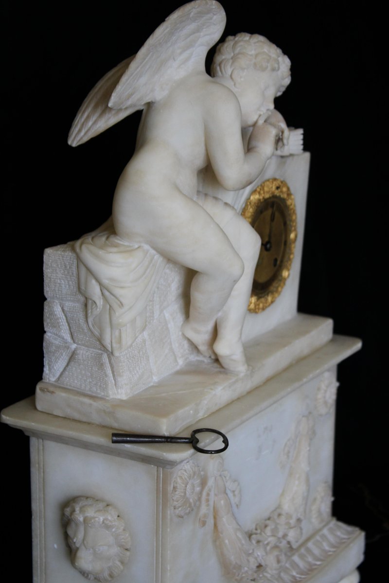 French Alabaster Clock With Angel-photo-3