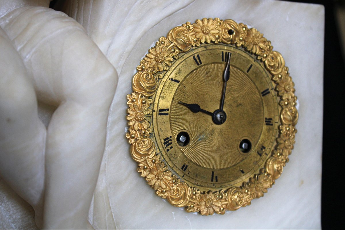 French Alabaster Clock With Angel-photo-2