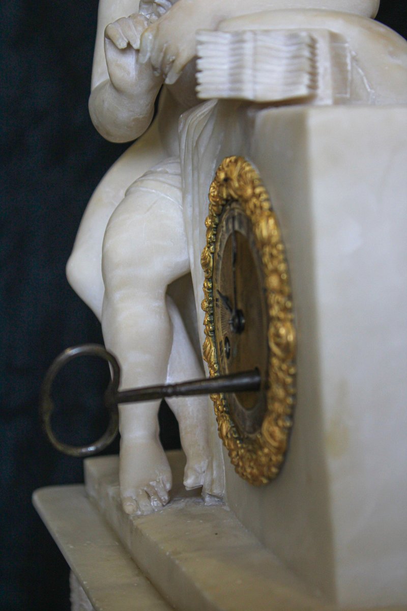 French Alabaster Clock With Angel-photo-8