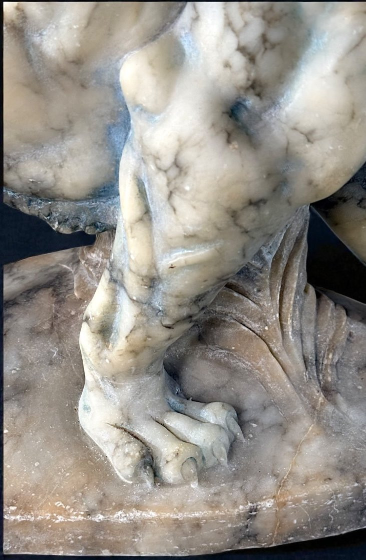 Tigre rugissant, sculpté entièrement à la main dans du marbre arabesque-photo-2