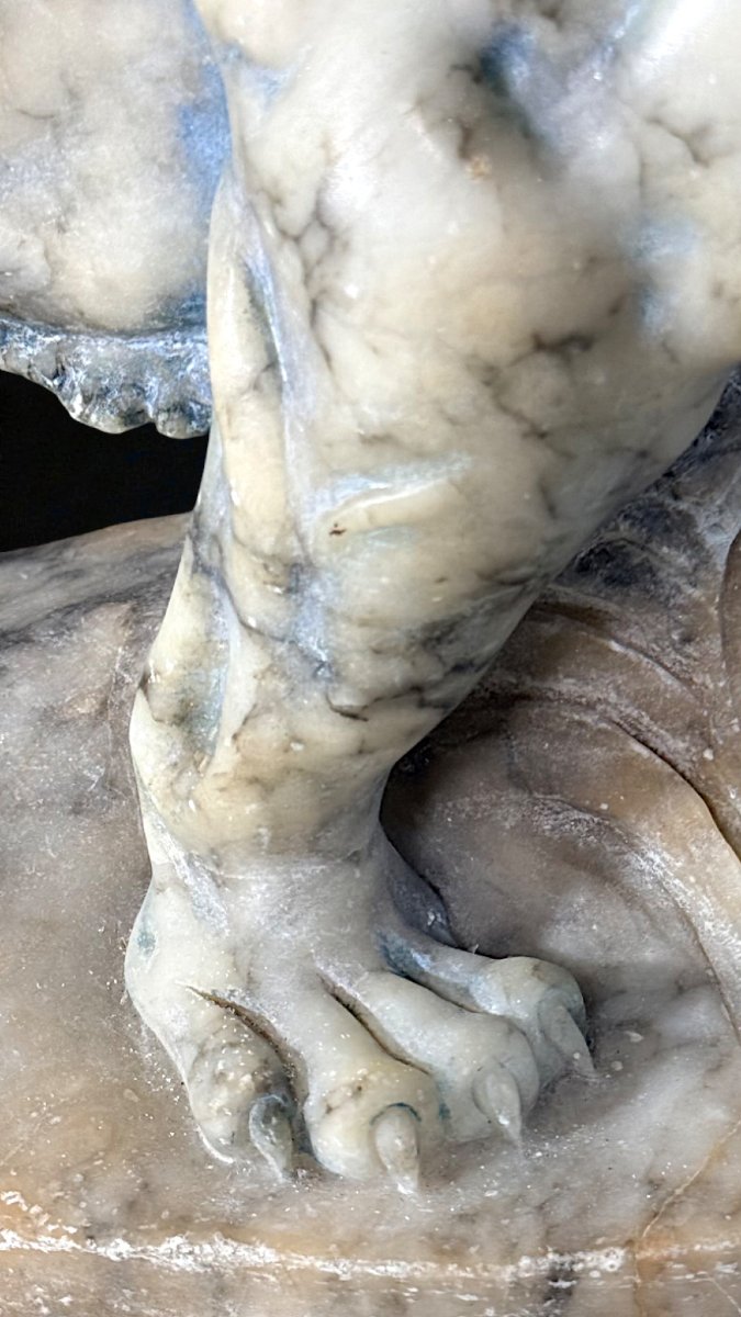 Tigre rugissant, sculpté entièrement à la main dans du marbre arabesque-photo-4