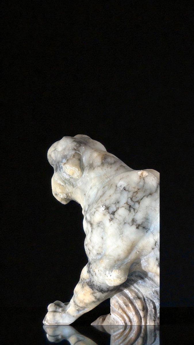 Tigre rugissant, sculpté entièrement à la main dans du marbre arabesque-photo-7