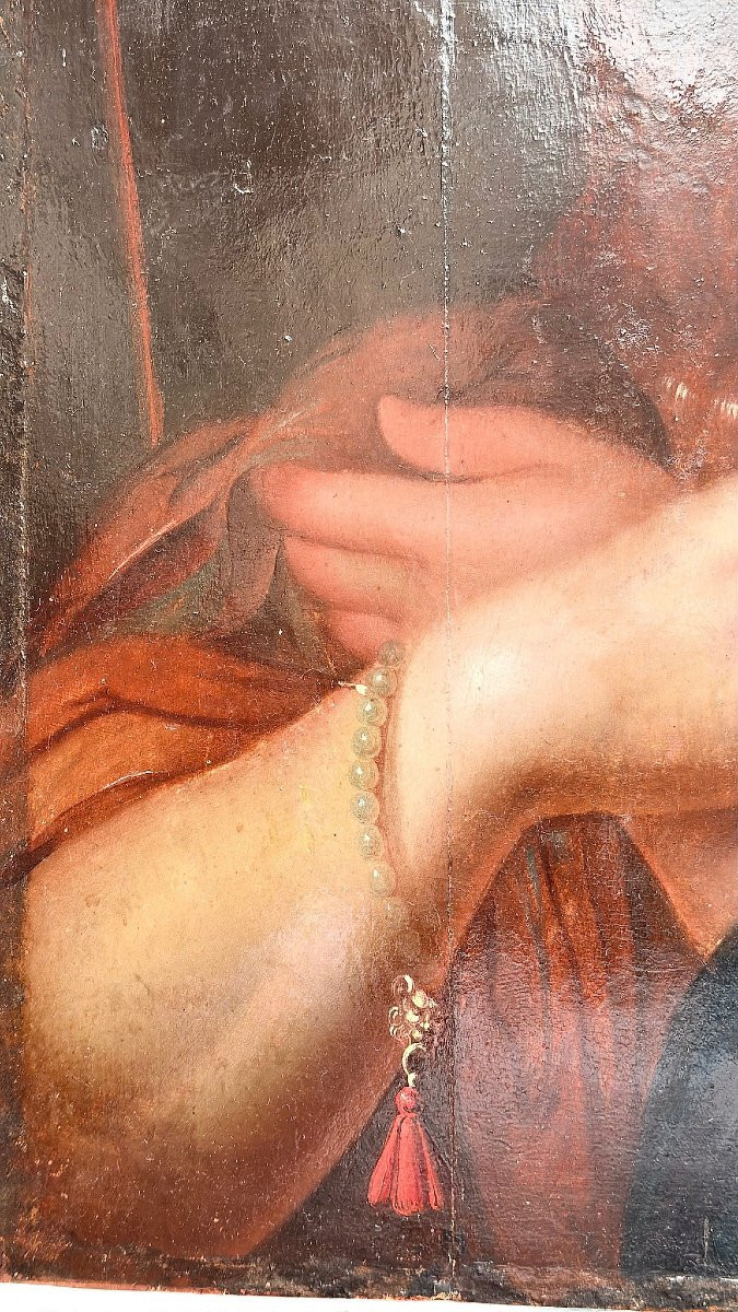 Tableau représentant Marie-Madeleine, huile sur panneau du XVIe siècle-photo-4