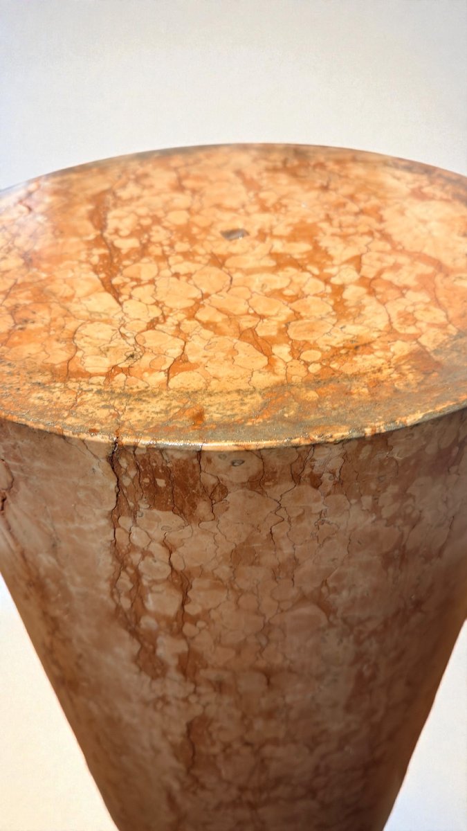 Pair Of Great Architectural Capitals/columns Sculpted Entirely By Hand In Red Verona Marble -photo-6