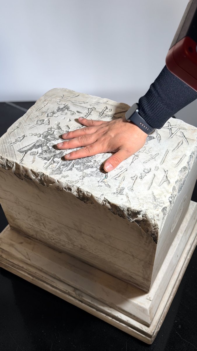 Paire de chapiteaux bases en Marbre blanc Statuario Carrara-photo-2