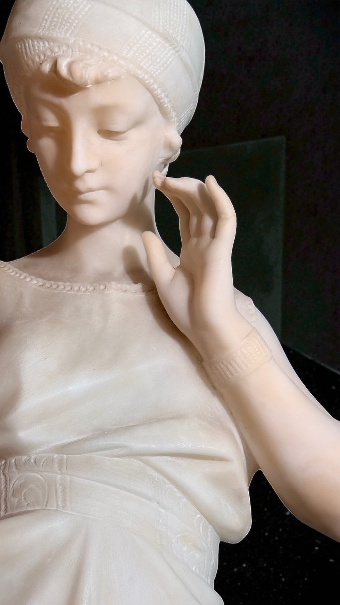 Statue Depicting A Young Lady With A Jug In Her Hand White Statuary Carrara Marble -photo-5