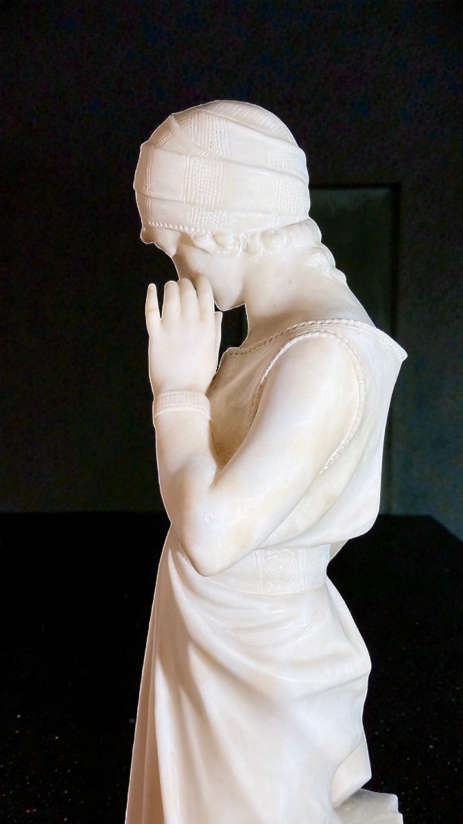 Statue Depicting A Young Lady With A Jug In Her Hand White Statuary Carrara Marble -photo-6