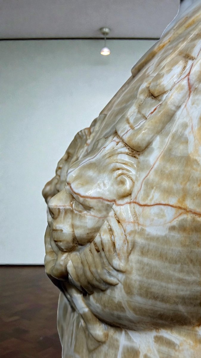 Buste monumental d'empereur romain, sculpté à la main dans des Marbres très rare-photo-4