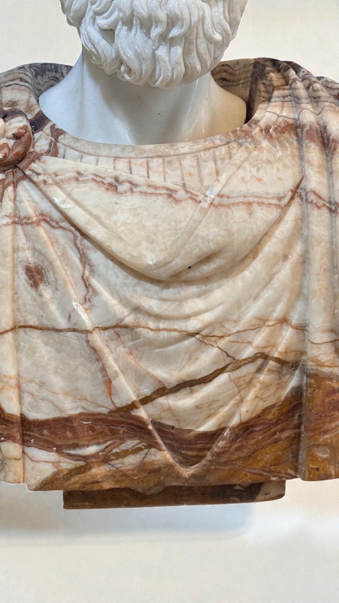 Monumental Bust Depicting A Roman Emperor In Rare Marbles -photo-3