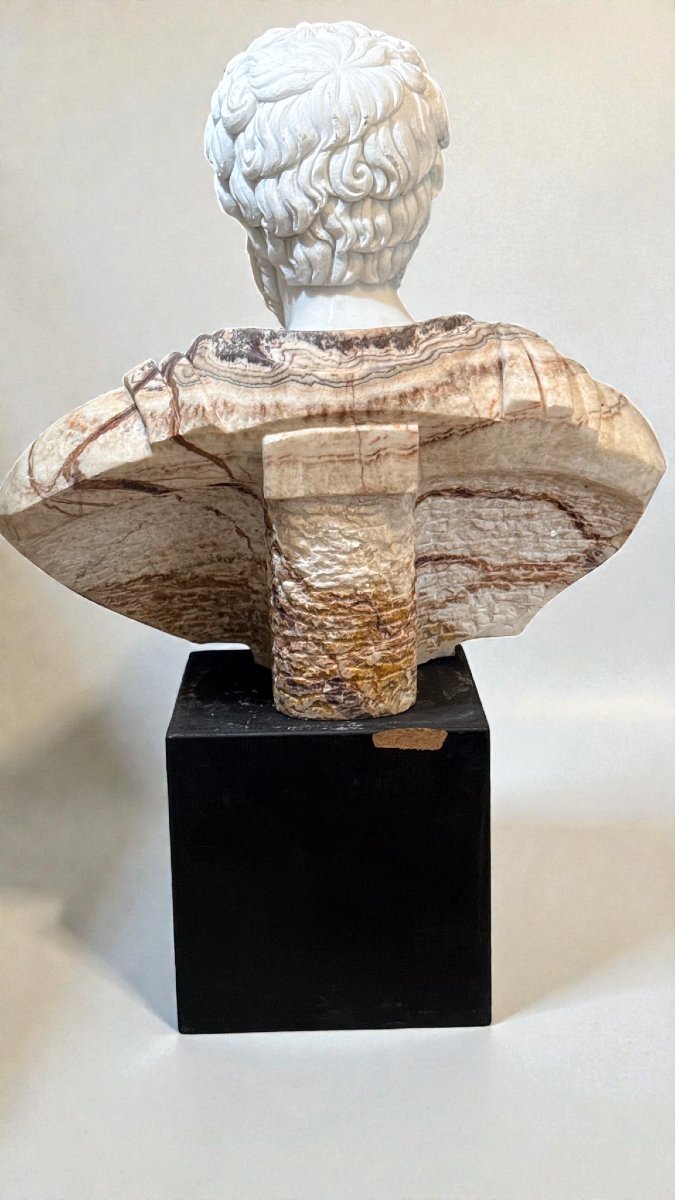 Monumental Bust Depicting A Roman Emperor In Rare Marbles -photo-4