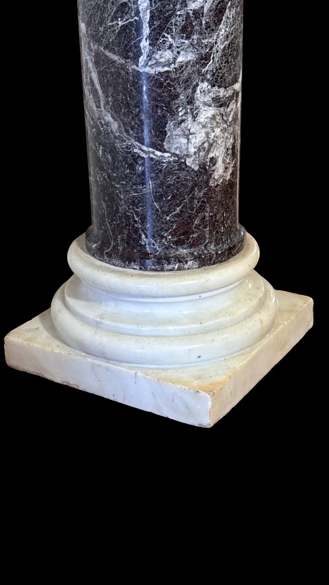 Monumental Column/capital In Purple Marble And White Statuary Carrara Marble -photo-4