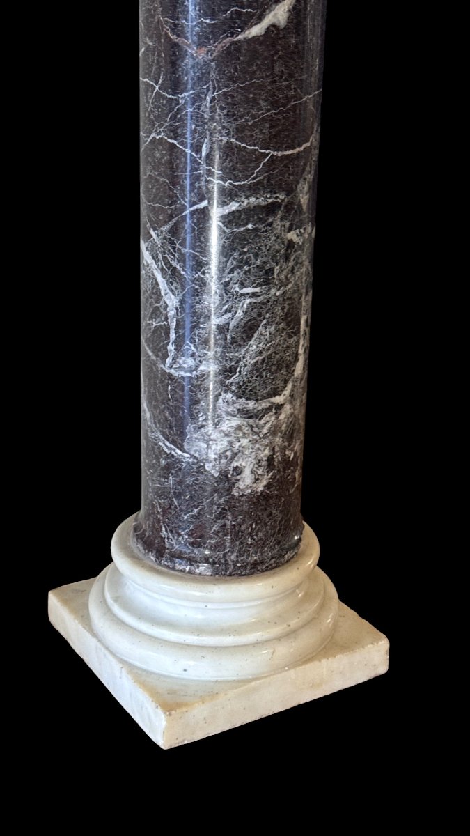 Monumental Column/capital In Purple Marble And White Statuary Carrara Marble -photo-1