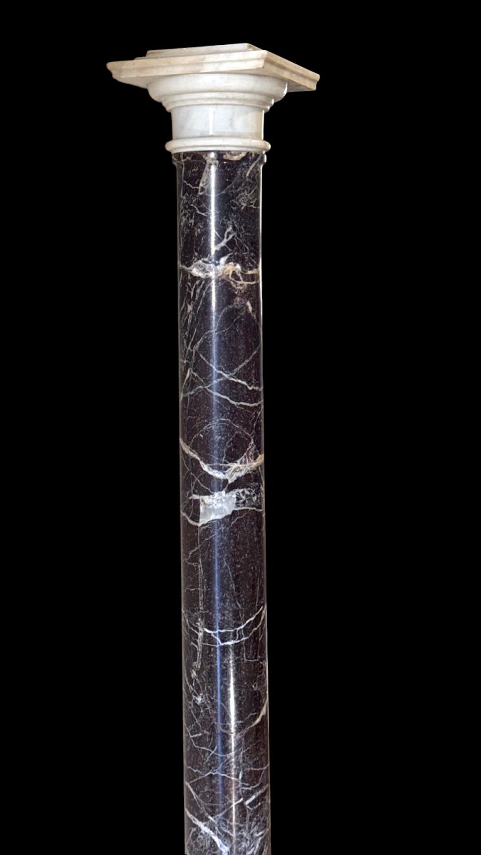 Monumental Column/capital In Purple Marble And White Statuary Carrara Marble -photo-4