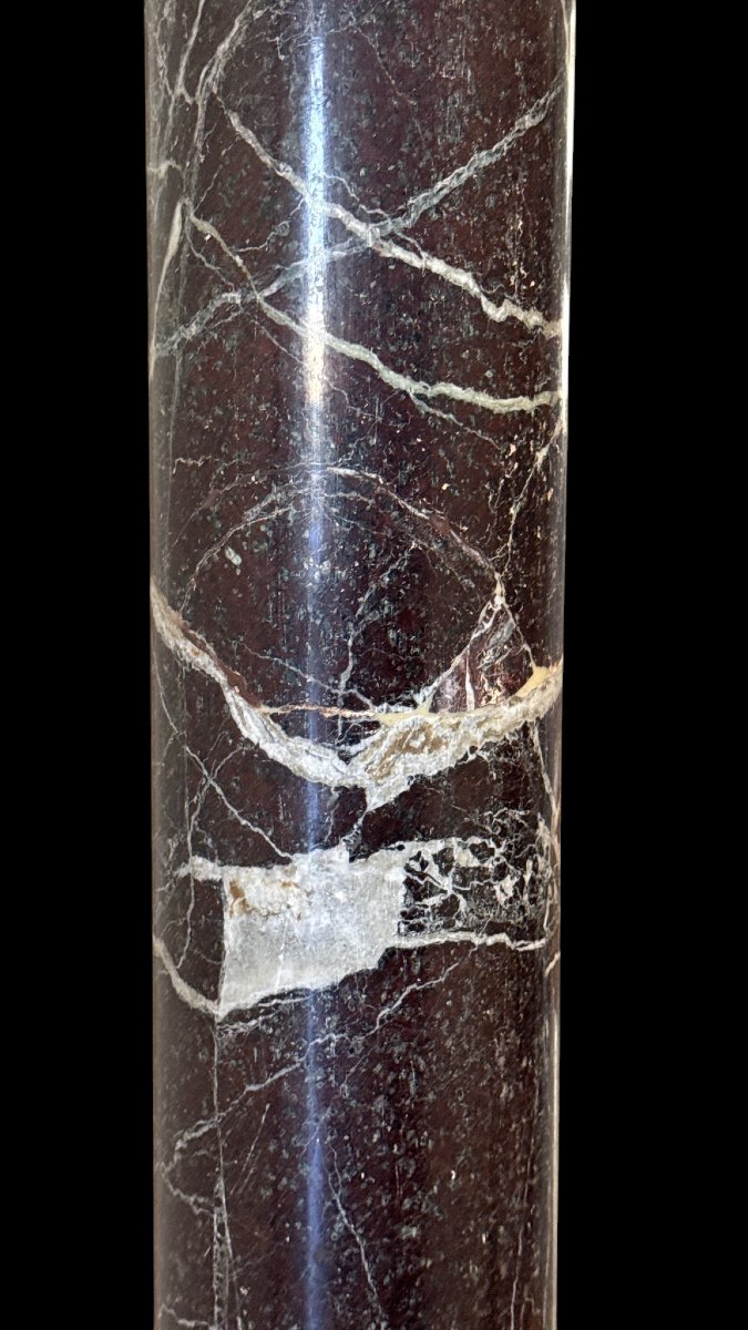 Monumental Column/capital In Purple Marble And White Statuary Carrara Marble -photo-8