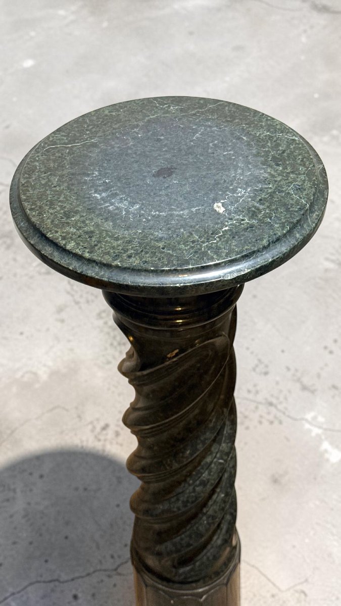 Colonne Torsadée en Marbre Serpentine vert des Alpes-photo-4