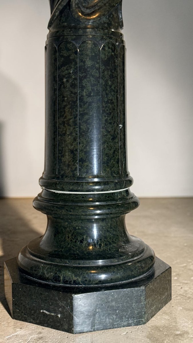 Colonne Torsadée en Marbre Serpentine vert des Alpes-photo-2