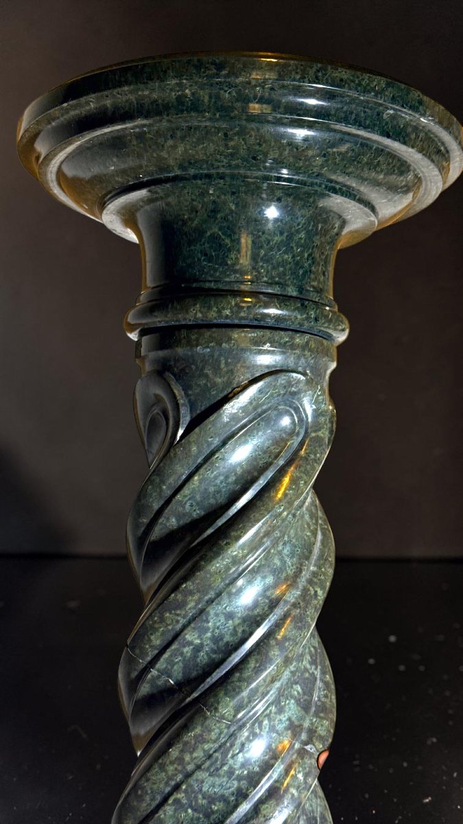 Colonne Torsadée en Marbre Serpentine vert des Alpes-photo-8