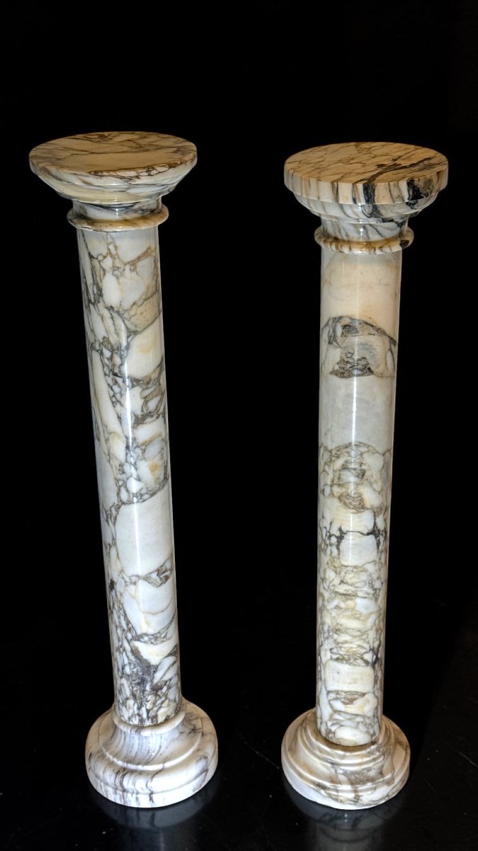 Pair Of Column In Calacatta Gold Marble -photo-2